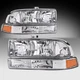 For 1998-2005 Chevy s10 Blazer Chrome/Amber Headlights Bumper Lamps Left & Right