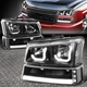 [3D LED J-HALO DRL]FOR 03-07 CHEVY SILVERADO HEADLIGHT BUMPER LAMPS BLACK/CLEAR