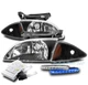 FOR 00-02 CHEVY CAVALIER BLACK REPLACEMENT HEADLIGHT LAMP W/BLUE LED DRL+6K HID FOR 00-02 CHEVY CAVALIER BLACK REPLACEMENT HEADLIGHT LAMP W/BLUE LED DRL+6K HID