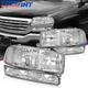Pair Headlights Assembly For GMC Sierra 1500 4.8L 5.3L 1999-2006 Chrome Housing