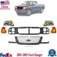 Front Grille Assembly + Header Panel + Headlights Kits For 2001-2003 Ford Ranger
