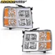 Fit For 2007-2013 Chevy Silverado LED DRL Tube Headlights Chrome/Amber Fit For 2007-2013 Chevy Silverado LED DRL Tube Headlights Chrome/Amber