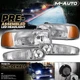 LH+RH Headlight+Bumper w/6000K LED Bulbs for 01-06 GMC Yukon XL/Sierra Denali