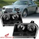 Pair Halogen Headlights Black Head Lamps For 2005-2010 Chrysler 300 Left + Right