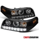 Fit 1998-2011 Ford Crown Victoria Black LED Strip Projector Headlights Headlamps