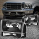 FOR 99-04 FORD F250 F350 SUPER DUTY BLACK HOUSING CLEAR CORNER HEADLIGHT LAMPS