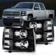 Black/Chrome Headlights For 07-13 Chevy Silverado 1500/2500/3500 W/ Amber Corner Black/Chrome Headlights For 07-13 Chevy Silverado 1500/2500/3500 W/ Amber Corner