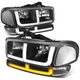 FOR 1999-2007 SIERRA 1500 YUKON SWITCHBACK LED DRL BUMPER HEADLIGHTS BLACK CLEAR