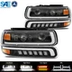 Black LED Headlights Bumper Lamps For 99-02 Chevy Silverado 00-06 Suburban Tahoe
