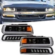 Pair For 1999-2002 Chevy Silverado LED Headlight Assembly Replacement Left+Right