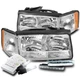 FOR 97-99 CADILLAC DEVILLAC CHROME REPLACEMENT HEADLIGHT W/LED DRL+6000K HID KIT