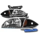 FOR 00-02 CHEVY CAVALIER BLACK REPLACEMENT HEADLIGHT HEADLAMP +BLUE LED DRL KIT FOR 00-02 CHEVY CAVALIER BLACK REPLACEMENT HEADLIGHT HEADLAMP +BLUE LED DRL KIT