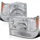 Fits 1993-1998 Jeep Grand Cherokee Chrome Headlights Driver And Passenger Set