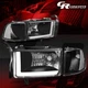PAIR BLACK CLEAR SIDE LED DRL HEADLIGHT LH+RH FOR 1994-2002 DODGE RAM 1500-3500