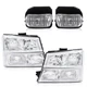 Fit For 2003-2007 Chevy Silverado/Avalanche Clear Chrome Headlights+Fog Lights