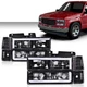 Clear Black LED Tube Headlights Fit For 94-00 Chevy GMC C/K Suburban Blazer
