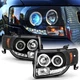 LED Halo Black Headlights Driver Passenger Side for 2008-2012 Ford Escape