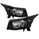 Chevy 11-15 Cruze Headlights Replacement Black Housing Left + Right Pair Sedan