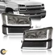 For 03-07 Chevy Silverado 1500 Avalanche Headlights Bumper Lamps  LED DRL Smoke