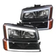 Fits Black 2003-2007 Chevy Silverado Avalanche Led Bar Headlights+Bumper Lamps
