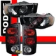 02-05 Dodge Ram 1500 2500 3500 Black Headlights & Tail Lights Set
