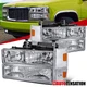 Fits 88-93 Chevy C10 C/K Blazer GMC Sierra Clear Headlights+Bumper Corner Lamps