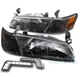 For 97-99 Toyota Camry Replacement Black Headlight w/Corner Lamp+Bumper LED DRL