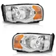 Pair Headlights Assembly For 2002-2005 Dodge Ram 1500 2500 3500 Chrome w/o Bulbs