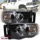 Black Headlights Fits 2002-2005 Dodge Ram 1500 2003-2005 Ram 2500 3500 Lamps