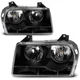 Headlights Assembly For 2005-2010 Chrysler 300 2.7L 3.5L Black Housing Set