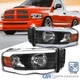 Fits 2002-2005 Dodge Ram 1500 2500 3500 Black Headlights Headlamps LED Tube L+R