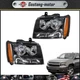 Headlights Assembly Halogen Black For Chevy Avalanche Tahoe Suburban 2007-2014