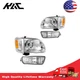 Headlight Assembly Set For 2001-2004 Toyota Tacoma Halogen Chrome Amber Clear