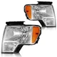 Pair Headlights Assembly For 2009-2014 Ford F-150 F150 Pickup Halogen Headlamps