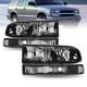 Black Clear Corner Headlights For 1998-2005 CHEVY S10/BLAZER Bumper Headlamps