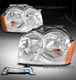 For 05 06 07 Jeep Grand Cherokee SUV Chrome Headlight Lamp w/Blue LED DRL Signal