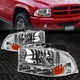 FOR 97-04 DODGE DAKOTA DURANGO 1PC CHROME HOUSING AMBER CORNER HEADLIGHTS LAMPS