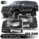 For 99-04 Ford F250 F350 F450 F550 Super Duty Excursion Black/Amber Headlights
