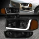 FOR 01-07 GMC SIERRA/YUKON DENALI LED DRL TINTED AMBER HEADLIGHTS+BUMPER LAMPS