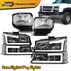 Fit For 2003-2006 Chevy Silverado LED DRL Clear Headlights+Bumper Fog Lights