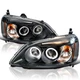 Black Fits 2001-2003 Honda Civic 2/4Dr Led Halo Projector Headlights Lamps 01-03