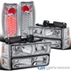 Fit 94-98 GMC C10 1500 Sierra Clear Headlights+Bumper Corner Lamps+LED Tail