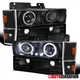 Fit 88-93 Chevy GMC C/K C10 Black Halo Projector Headlights+Corner+Bumper Lamps