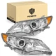 FEBERG Pair Headlights For 2012-2014 Toyota Camry Chrome Headlamps, w/o Bulbs
