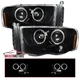 Jet Black Projector Headlights Fits 2002-2005 Dodge Ram 1500 2500 3500 LED Halo