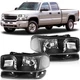 Fits 1999-2007 GMC Sierra Yukon Headlight Assembly Black Housing Left+Right Pair