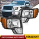 For 2009-2014 Ford F150 F-150 Pickup Black Housing Headlights Headlamps Pair Set