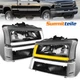 4PCS Black Headlight Sequential LED DRL For 2003-2007 Chevy Silverado Avalanche