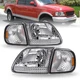 For 97-02 Expedition 1997-2003 Ford F150 Chrome Headlights Headlamps Set