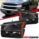 Fit 2002-2006 Chevy Avalanche Body Cladding Black Headlights+Bumper Signal Lamps